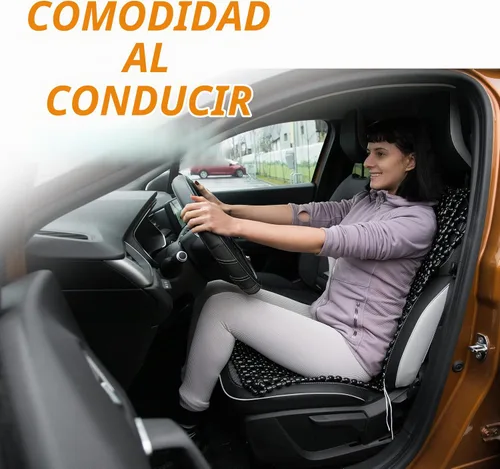 Vista 7 de ZONETECH Funda para Asiento con Cuentas de Madera y Diseño Encordado en Negro - Cojín Masajeador para Conductor de Vehículo de Calidad Superior