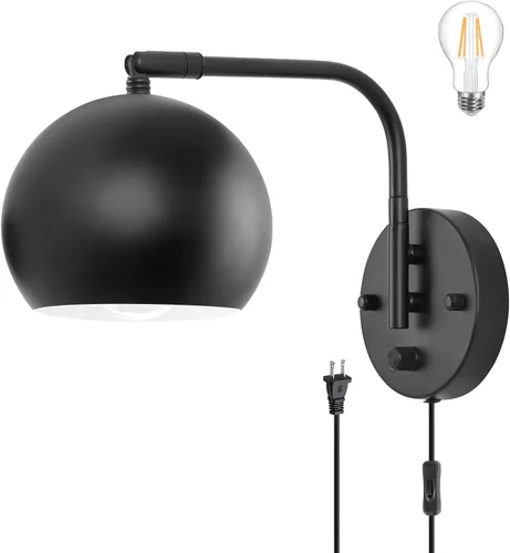 Vista 12 de VATONI Aplique de Pared Regulable Enchufable con Brazo Articulado, Luces de Pared con Cable de Enchufe y Interruptor de Perilla Regulador