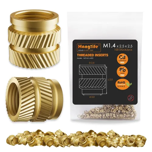Vista 10 de HANGLIFE Inserciones Roscadas de Conjunto de Calor, Caja de Surtido M2 M2.5 M3 M4 M5 M6 (345 Piezas) Inserción de Conjunto de Calor para Componentes