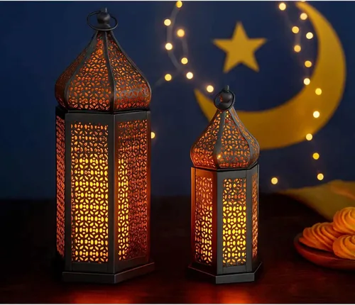 Vista 9 de VELA LANTERNS Farol Marroquí Grande Torre de Templo Lámpara Portavelas Decorativo para Decoraciones de Ramadán, Halloween, Colgante, Patio o Porche
