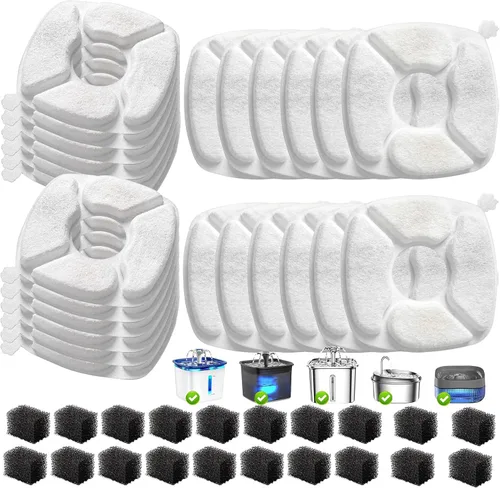 Vista 11 de 16 Piezas Filtros de Repuesto para Fuente de Agua para Gatos - Paquete de 8 Filtros de Fuente para Gatos con Paquete de 8 Esponjas, Filtro de Fuente