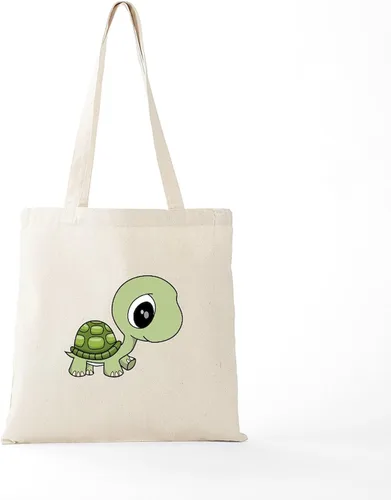 Vista 5 de CafePress Bolso de mano de tortuga para bebé, bolsa de lona natural, bolsa de compras reutilizable