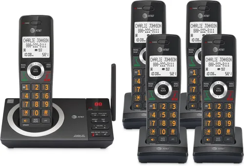 Vista 25 de AT&T DECT 6.0 Teléfono doméstico con cable o inalámbrico con 1 auricular y contestador, bloqueador de llamadas inteligente, identificación