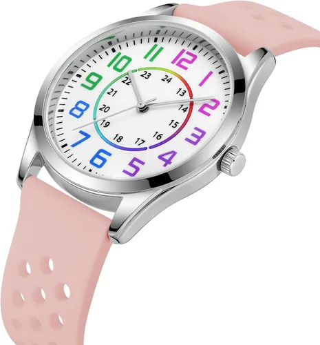 Vista 2 de RioFoior Reloj para mujer para enfermeras, profesionales médicos, estudiantes de enfermería, mujeres con 24 horas y segunda mano, esferas coloridas