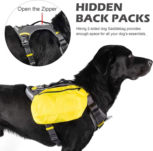 Vista 3 de Fida - Arnés resistente para perro, pechera para viaje, campamento o senderismo. Para perro pequeño, mediano y grande, con 2 bolsillos laterales
