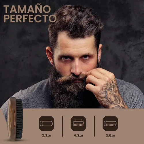 Vista 4 de Striking Viking - Cepillo para barba para hombre, 4.3 pulgadas, mango de madera de haya, color marrón