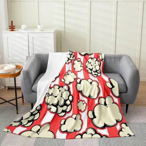 Vista 21 de Manta de felpa con diseño de palomitas de maíz, para niños, niñas, adolescentes, cine para todas las estaciones, manta de cama transpirable a