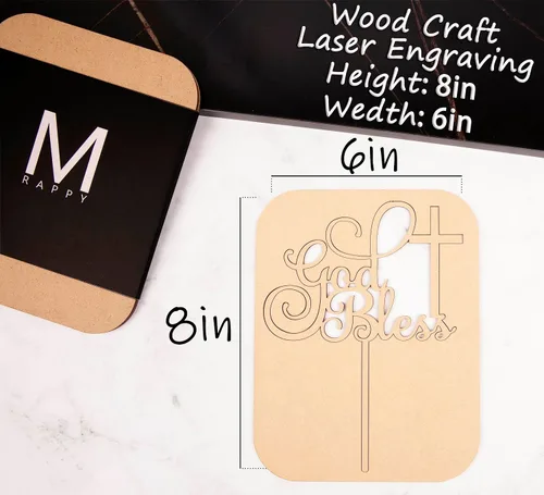 Vista 2 de Decoración para pastel con texto en inglés "God Bless", suministros de decoración de bautismo de madera para niños y niñas, accesorios para cabina
