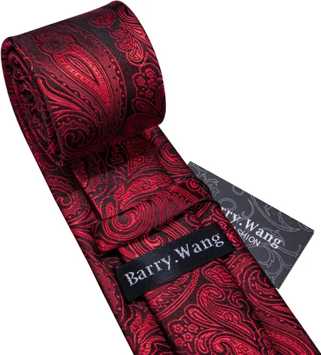 Vista 114 de Barry.Wang - Juego de corbata de seda para hombre, diseño de cachemira, pañuelo y gemelos de bolsillo
