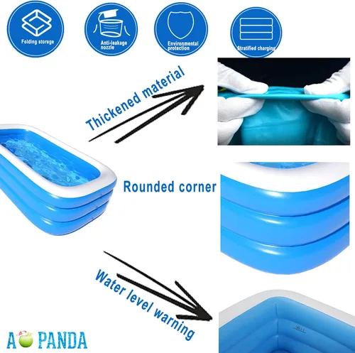 Vista 6 de Piscina inflable para niños y adultos, piscina inflable de 120 x 72 x 22 pulgadas, piscina familiar gruesa de gran tamaño para niños pequeños, al