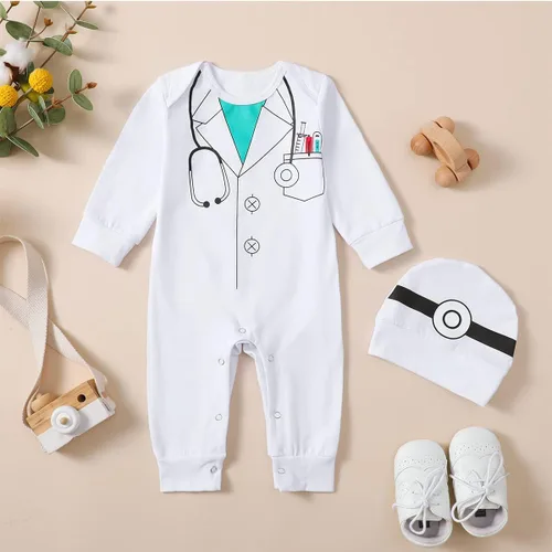 Vista 2 de Singcoco Disfraz de bebé recién nacido traje de uniforme de bebé