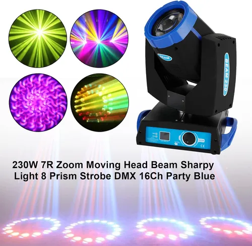 Vista 2 de Topteng 2pcs 7R 230W Beam Sharpy Moving Head Light 17 Gobos RGBW Beam Lights, DJ Lights Zoom Moving Head Beam Beam Sharpy Light 8 Prism Strobe DMX