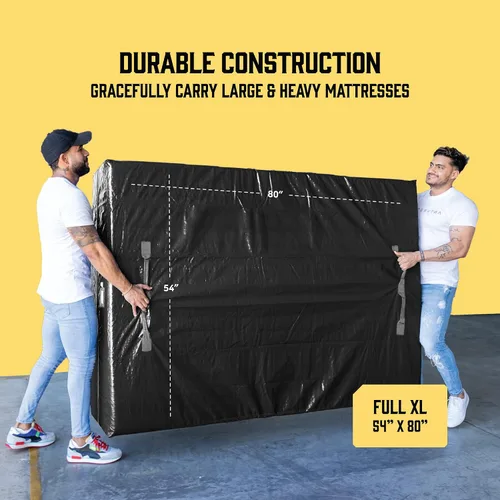 Vista 4 de Bolsas de colchón para mudanza con 8 asas Full XL - PAQUETE DE 2 bolsas de colchón extra gruesas para mudanza - Bolsa de almacenamiento de colchón