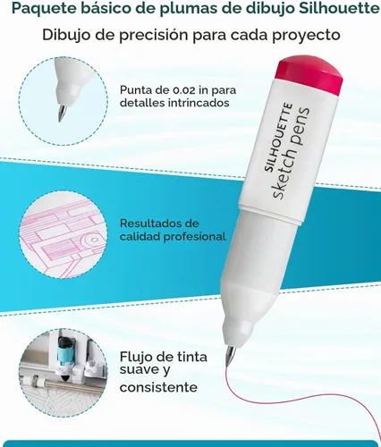 Vista 2 de Silhouette - Juego de bolígrafos de boceto, 8 colores básicos para cameo