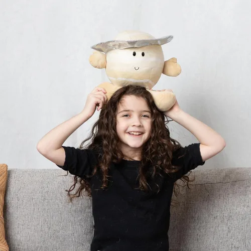 Vista 4 de Celestial Buddies Saturn Buddy Peluche suave de 10 pulgadas, características bordadas, etiqueta de datos divertidos de planetas para niños