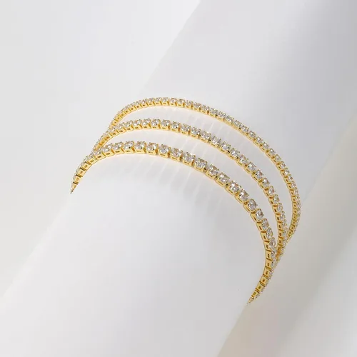 Vista 5 de Pulsera de oro para mujer, chapada en oro de 14 quilates, con cuentas de margaritas y perlas de tenis, joyería simple