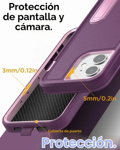 Vista 6 de AICase Funda para iPhone 11 con soporte integrado con protector de pantalla de vidrio + lente de cámara, resistente protección contra caídas, cuerpo