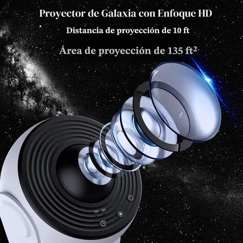 Vista 6 de Proyector de galaxia para dormitorio, proyector de estrellas planetario 13 en 1 con temporizador, rotación de 360°, serie espacial y tema oceánico