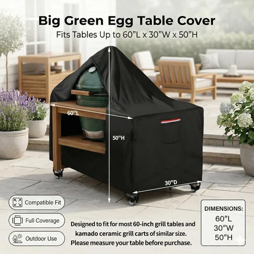 Vista 5 de [Usado] Fundas grandes para huevos verdes para parrilla de cerámica Kamado de 60 pulgadas, cubierta de mesa de huevos verdes grandes