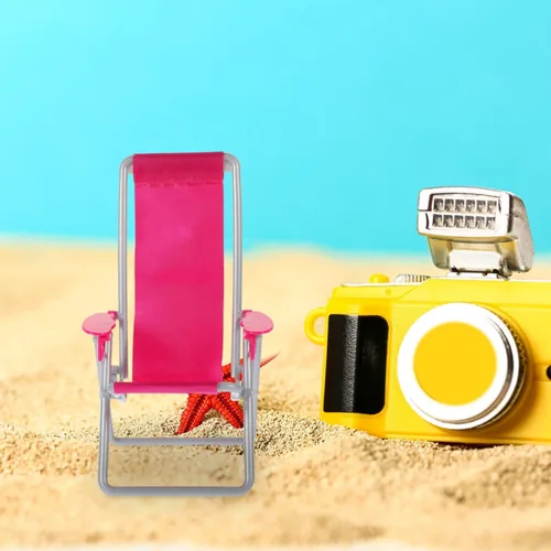 Vista 5 de 2 sillas de playa en miniatura, casa de muñecas, mini sillas plegables, mini baño de sol, cubierta Longue, casa de muñecas, accesorios de muebles