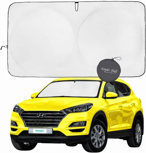 Vista 23 de Parasol para parabrisas BMW X2 (2018-2023), certificado 99.87% UVB y 99% de protección solar UVA. Cubierta opaca de doble capa galardonada, parasol
