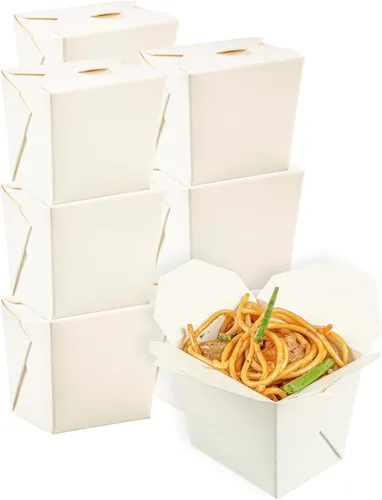 Vista 5 de Restaurantware Cajas chinas para llevar, paquete de 25 cajas de 16 onzas, resistentes a la grasa, recipientes de comida para llevar, desechables