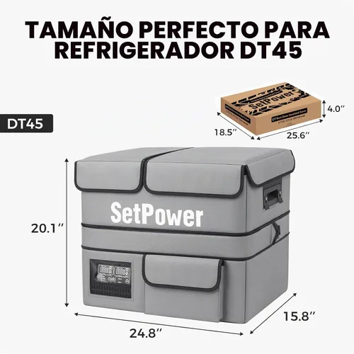 Vista 5 de Setpower DT45 - Refrigerador eléctrico para automóvil con cubierta, congelador portátil de doble zona de 45 litros, refrigerador portátil