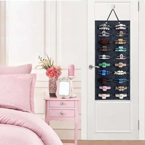 Vista 6 de SMUK Organizador de pinzas para mujeres, soporte colgante para pinzas de pelo para niñas, soporte de almacenamiento para horquillas de arcoíris