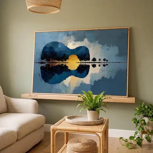 Vista 31 de LuxeWood Arte de Pared Musical en Lienzo - Impresiones Temáticas Musicales Medianas y Grandes para Sala de Estar, Oficina, Estudio, Airbnb