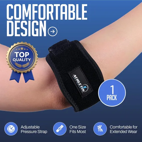 Vista 2 de Correa de apoyo de compresión para codo para tenis, alivio del dolor de codo de golfista, tendinitis, lesiones deportivas, 1 paquete Targeted