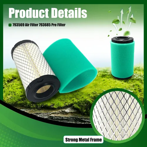 Vista 3 de 793569 Filtro de aire 793685 Kit de afinación de prefiltro para B&S 33R877 31Q777 331777 Craftsman LT2000 YT3000 JD GY21055 MIU11511 LA115 LA125