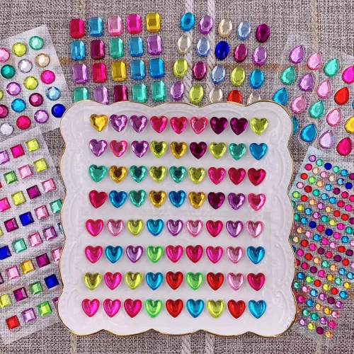 Vista 8 de Elwish 365 piezas de pegatinas redondas de joyas, pegatinas de gemas, diamantes de imitación para manualidades, pegatinas de gemas autoadhesivas