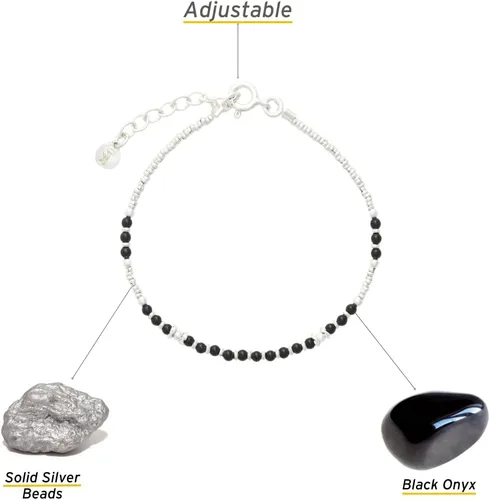 Vista 2 de Pulsera energética hecha a mano con cuentas de plata de ley 925 con piedras preciosas - Empoderando la joyería de las mujeres