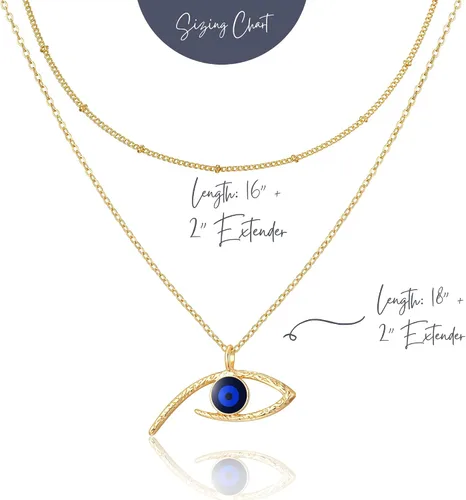 Vista 4 de Ava Riley Collar de oro delicado para el día de San Valentín para mujer, gargantilla en capas para mujer, collar largo de plata de oro de 14 quilates