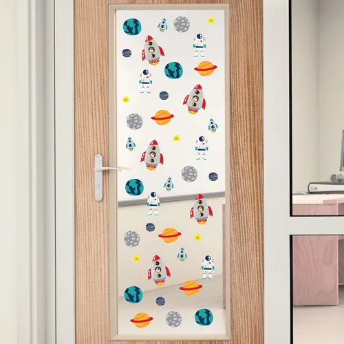 Vista 7 de Big Dot of Happiness Outer Space Galaxy - Decoraciones de aula de bricolaje - Recortes de tablón de anuncios - Juego de 40