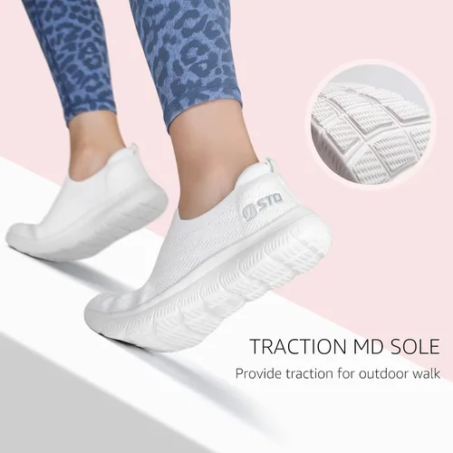 Vista 5 de STQ Zapatos para caminar para mujer, con soporte de arco, cómodos, ligeros, sin cordones, con espuma viscoelástica