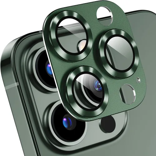 Vista 11 de Korecase Paquete de 2 unidades compatibles con iPhone 13 Pro/iPhone 13 Pro Max de 6.7 pulgadas, protector de lente de cámara de metal de vidrio