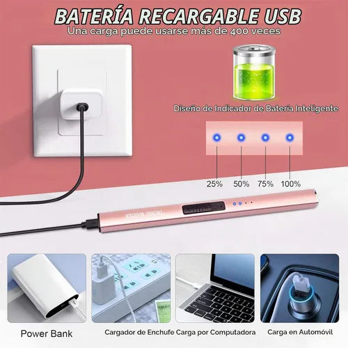 Vista 5 de Encendedor de velas eléctrico, regalo para el día de San Valentín para mujeres, mamá, hombres, esposa, USB de arco recargable, resistente al viento