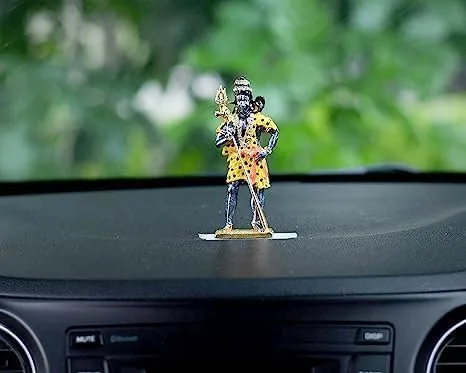 Vista 4 de Metal Lord Shiva Ídolo de pie con estatua de Trishul tablero de instrumentos de coche, templo de exhibición decoración de oficina en casa