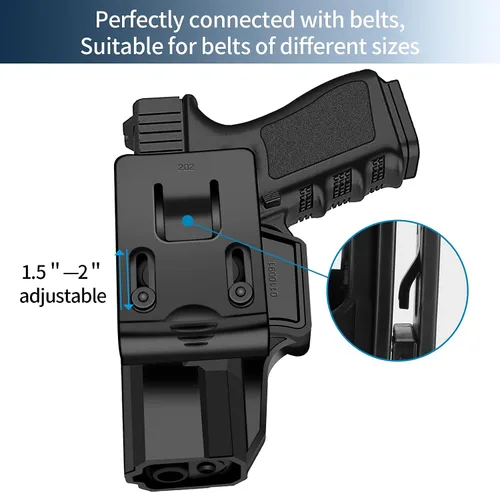 Vista 3 de Funda Glock 19, funda de polímero OWB para Glock 19, 19X, 44, 45 (Gen 1-5), Glock 23, 32 (Gen 1-4), 60 ajustables, diestros