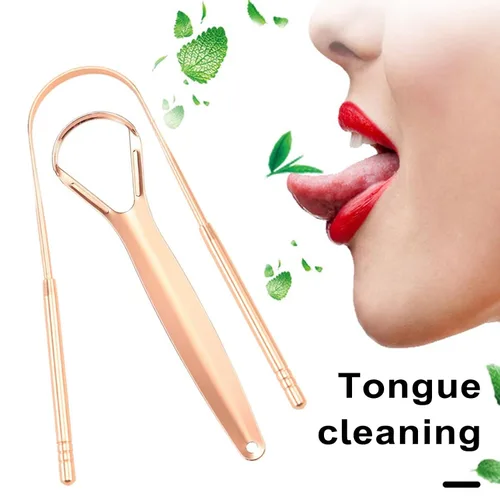 Vista 5 de Raspador de lengua de acero inoxidable, limpiador de lengua para adultos, rascador de lengua semicírculo, limpiador de lengua para curar el mal