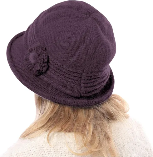Vista 61 de C-US - Gorro de punto cálido para mujer, con visera de ganchillo con acento de flores