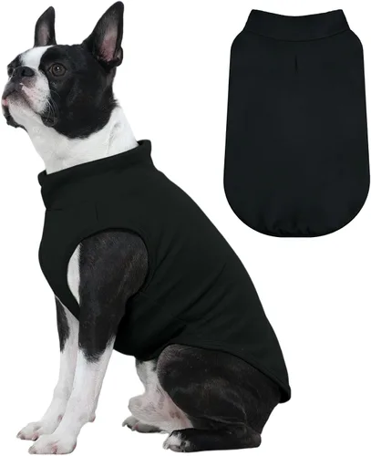 Vista 30 de FUAMEY Chaleco de forro polar para perros pequeños, sudaderas cálidas y elásticas para perros con agujero para correa, suéter suave de cuello alto