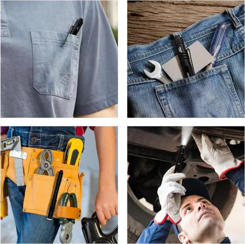 Vista 8 de okcomuy Linterna de Lápiz Recargable IP67 Impermeable con Clip de Bolsillo 4-Zoomable, Linterna de Bolsillo Perfecta para Inspección, Trabajo
