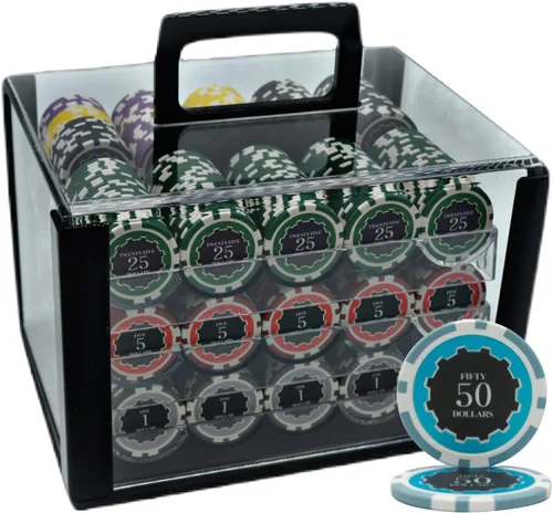 Vista 4 de MRC POKER Eclipse (0.49 oz) [300 piezas] Juego de fichas de póquer con estuche negro de lujo, construcción personalizada disponible