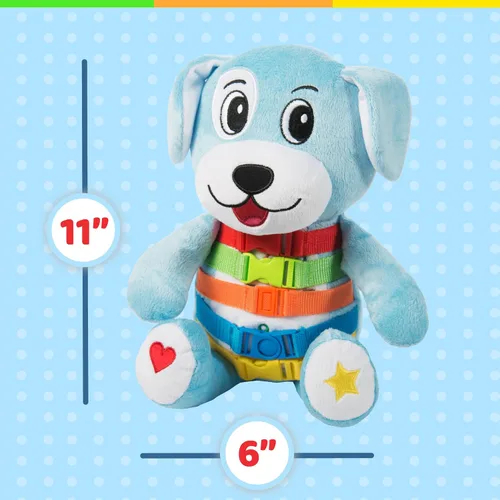 Vista 2 de Buckle Toys Barkley Dog - Juguete de aprendizaje de animales de peluche - Desarrolla habilidades motoras finas - Animal de peluche de reconocimiento