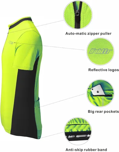 Vista 5 de bpbtti - Camiseta de ciclismo de manga corta para hombre, camiseta de ciclismo MTB con media cremallera frontal y 3 bolsillos posteriores