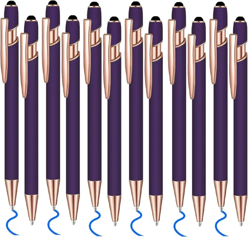 Vista 11 de 12 bolígrafos de tinta azul con punta de lápiz capacitivo, bolígrafo de metal de 0.039 pulgadas para pantallas táctiles, 2 en 1, regalo para amigos