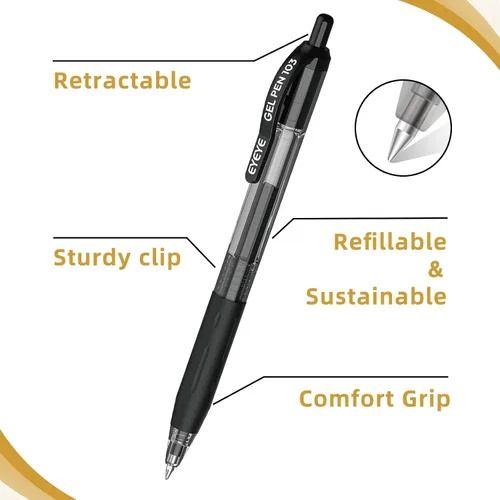 Vista 3 de EYEYE G-103 - Bolígrafos de gel retráctiles de 0.020 in, paquete de 25 bolígrafos de tinta de gel de punta extra fina, secado rápido, bolígrafo