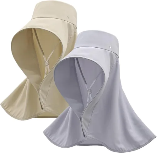 Vista 7 de Sombrero de sol para mujer, sombrero de sol de ala ancha con solapa para el cuello, sombreros de pesca con protección UV, sombrero de sol para mujer